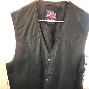 Black leather vest